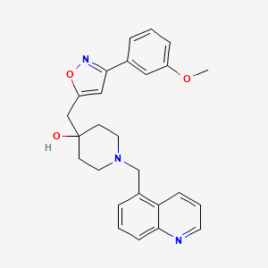 molecular formula C26H27N3O3 B5126069 4-{[3-(3-methoxyphenyl)-5-isoxazolyl]methyl}-1-(5-quinolinylmethyl)-4-piperidinol 
