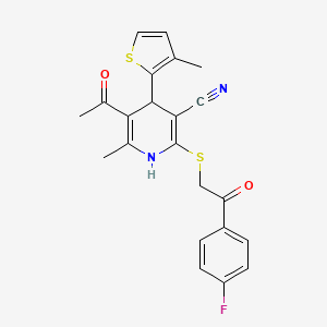molecular formula C22H19FN2O2S2 B5126215 5-acetyl-2-{[2-(4-fluorophenyl)-2-oxoethyl]thio}-6-methyl-4-(3-methyl-2-thienyl)-1,4-dihydro-3-pyridinecarbonitrile 