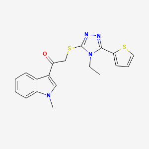 molecular formula C19H18N4OS2 B5126270 2-{[4-ethyl-5-(2-thienyl)-4H-1,2,4-triazol-3-yl]thio}-1-(1-methyl-1H-indol-3-yl)ethanone 