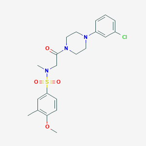 molecular formula C21H26ClN3O4S B5126355 N-{2-[4-(3-chlorophenyl)-1-piperazinyl]-2-oxoethyl}-4-methoxy-N,3-dimethylbenzenesulfonamide 
