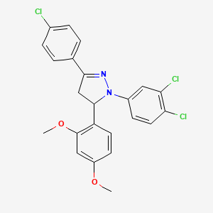 molecular formula C23H19Cl3N2O2 B5126385 3-(4-chlorophenyl)-1-(3,4-dichlorophenyl)-5-(2,4-dimethoxyphenyl)-4,5-dihydro-1H-pyrazole 