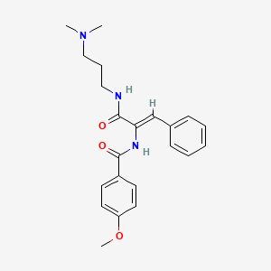 molecular formula C22H27N3O3 B5126400 N-[1-({[3-(dimethylamino)propyl]amino}carbonyl)-2-phenylvinyl]-4-methoxybenzamide 