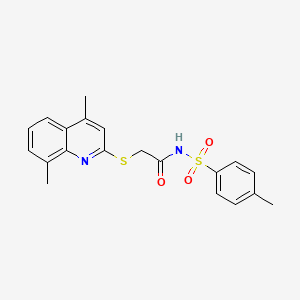 molecular formula C20H20N2O3S2 B5126416 2-[(4,8-dimethyl-2-quinolinyl)thio]-N-[(4-methylphenyl)sulfonyl]acetamide 