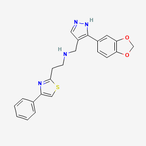 molecular formula C22H20N4O2S B5126447 N-{[3-(1,3-benzodioxol-5-yl)-1H-pyrazol-4-yl]methyl}-2-(4-phenyl-1,3-thiazol-2-yl)ethanamine 