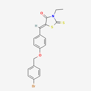 molecular formula C19H16BrNO2S2 B5126468 5-{4-[(4-bromobenzyl)oxy]benzylidene}-3-ethyl-2-thioxo-1,3-thiazolidin-4-one 