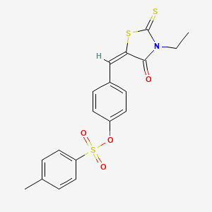 molecular formula C19H17NO4S3 B5126503 4-[(3-ethyl-4-oxo-2-thioxo-1,3-thiazolidin-5-ylidene)methyl]phenyl 4-methylbenzenesulfonate 