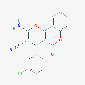 2-amino-4-(3-chlorophenyl)-5-oxo-4H,5H-pyrano[3,2-c]chromene-3-carbonitrile