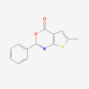 molecular formula C13H9NO2S B512659 6-methyl-2-phenyl-4H-thieno[2,3-d][1,3]oxazin-4-one CAS No. 73696-33-0