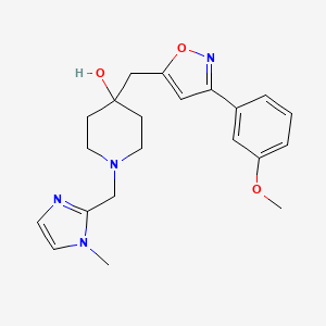 molecular formula C21H26N4O3 B5126594 4-{[3-(3-methoxyphenyl)-5-isoxazolyl]methyl}-1-[(1-methyl-1H-imidazol-2-yl)methyl]-4-piperidinol 