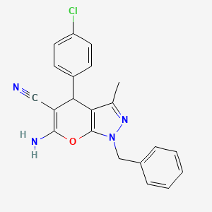 6-amino-1-benzyl-4-(4-chlorophenyl)-3-methyl-1,4-dihydropyrano[2,3-c]pyrazole-5-carbonitrile