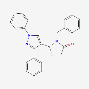 molecular formula C25H21N3OS B5126656 3-benzyl-2-(1,3-diphenyl-1H-pyrazol-4-yl)-1,3-thiazolidin-4-one 