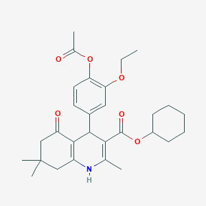 molecular formula C29H37NO6 B5126657 cyclohexyl 4-[4-(acetyloxy)-3-ethoxyphenyl]-2,7,7-trimethyl-5-oxo-1,4,5,6,7,8-hexahydro-3-quinolinecarboxylate 