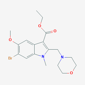 molecular formula C18H23BrN2O4 B512670 6-溴-5-甲氧基-1-甲基-2-(吗啉-4-基甲基)-1H-吲哚-3-羧酸乙酯 CAS No. 40963-86-8