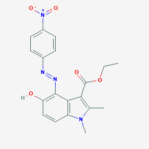 molecular formula C19H18N4O5 B512673 ethyl 5-hydroxy-1,2-dimethyl-4-[(E)-(4-nitrophenyl)diazenyl]-1H-indole-3-carboxylate CAS No. 54569-03-8