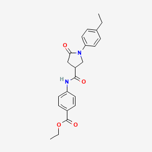 molecular formula C22H24N2O4 B5126805 ethyl 4-({[1-(4-ethylphenyl)-5-oxo-3-pyrrolidinyl]carbonyl}amino)benzoate 