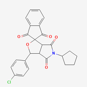 3-(4-chlorophenyl)-5-cyclopentyl-3a,6a-dihydrospiro[furo[3,4-c]pyrrole-1,2'-indene]-1',3',4,6(3H,5H)-tetrone