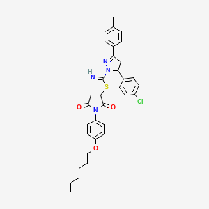 molecular formula C33H35ClN4O3S B5126900 1-[4-(hexyloxy)phenyl]-2,5-dioxo-3-pyrrolidinyl 5-(4-chlorophenyl)-3-(4-methylphenyl)-4,5-dihydro-1H-pyrazole-1-carbimidothioate 