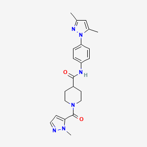 molecular formula C22H26N6O2 B5127010 N-[4-(3,5-dimethyl-1H-pyrazol-1-yl)phenyl]-1-[(1-methyl-1H-pyrazol-5-yl)carbonyl]-4-piperidinecarboxamide 