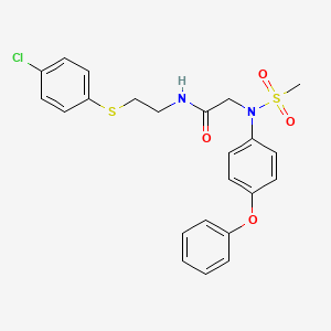 molecular formula C23H23ClN2O4S2 B5127038 N~1~-{2-[(4-chlorophenyl)thio]ethyl}-N~2~-(methylsulfonyl)-N~2~-(4-phenoxyphenyl)glycinamide 