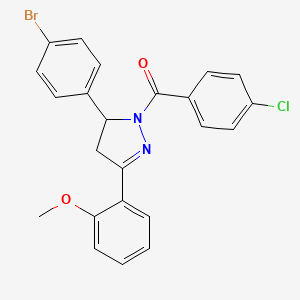 molecular formula C23H18BrClN2O2 B5127132 5-(4-bromophenyl)-1-(4-chlorobenzoyl)-3-(2-methoxyphenyl)-4,5-dihydro-1H-pyrazole 