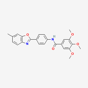 3,4,5-trimethoxy-N-[4-(6-methyl-1,3-benzoxazol-2-yl)phenyl]benzamide