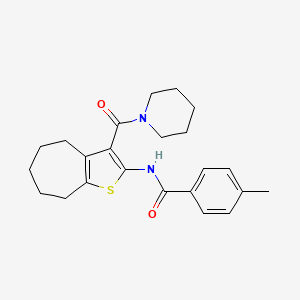 molecular formula C23H28N2O2S B5127196 4-methyl-N-[3-(1-piperidinylcarbonyl)-5,6,7,8-tetrahydro-4H-cyclohepta[b]thien-2-yl]benzamide 