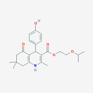 molecular formula C24H31NO5 B5127224 2-isopropoxyethyl 4-(4-hydroxyphenyl)-2,7,7-trimethyl-5-oxo-1,4,5,6,7,8-hexahydro-3-quinolinecarboxylate 