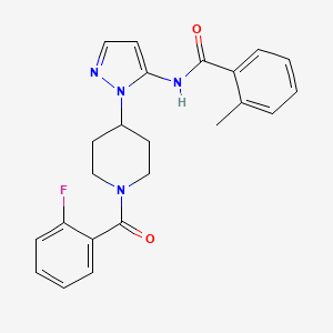 molecular formula C23H23FN4O2 B5127291 N-{1-[1-(2-fluorobenzoyl)-4-piperidinyl]-1H-pyrazol-5-yl}-2-methylbenzamide 