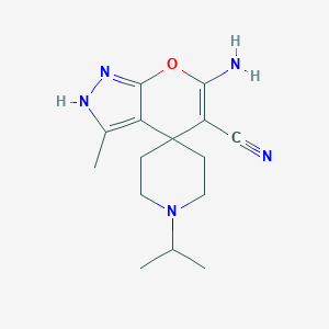 molecular formula C15H21N5O B512736 6-Amino-5-cyano-3-methyl-2,4-dihydro-1'-isopropylspiro[pyrano[2,3-c]pyrazole-4,4'-piperidine] CAS No. 300837-10-9