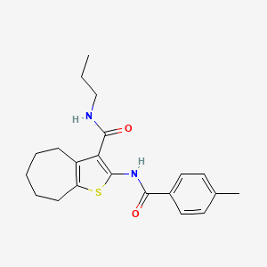 molecular formula C21H26N2O2S B5127367 2-[(4-methylbenzoyl)amino]-N-propyl-5,6,7,8-tetrahydro-4H-cyclohepta[b]thiophene-3-carboxamide 