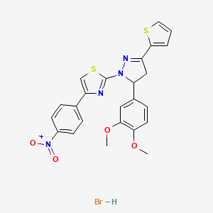 molecular formula C24H21BrN4O4S2 B5127371 2-[5-(3,4-dimethoxyphenyl)-3-(2-thienyl)-4,5-dihydro-1H-pyrazol-1-yl]-4-(4-nitrophenyl)-1,3-thiazole hydrobromide 