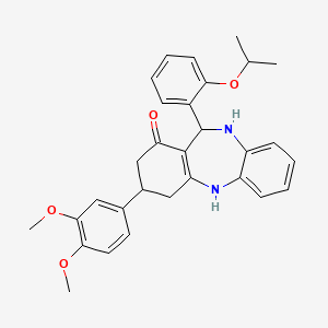 molecular formula C30H32N2O4 B5127435 3-(3,4-dimethoxyphenyl)-11-(2-isopropoxyphenyl)-2,3,4,5,10,11-hexahydro-1H-dibenzo[b,e][1,4]diazepin-1-one 