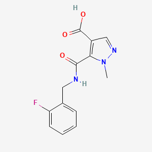 molecular formula C13H12FN3O3 B5127471 5-{[(2-fluorobenzyl)amino]carbonyl}-1-methyl-1H-pyrazole-4-carboxylic acid 