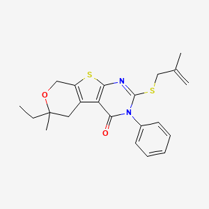 molecular formula C22H24N2O2S2 B5127479 6-ethyl-6-methyl-2-[(2-methyl-2-propen-1-yl)thio]-3-phenyl-3,5,6,8-tetrahydro-4H-pyrano[4',3':4,5]thieno[2,3-d]pyrimidin-4-one 