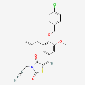 molecular formula C24H20ClNO4S B5127488 5-{3-allyl-4-[(4-chlorobenzyl)oxy]-5-methoxybenzylidene}-3-(2-propyn-1-yl)-1,3-thiazolidine-2,4-dione 