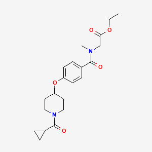 molecular formula C21H28N2O5 B5127522 ethyl N-(4-{[1-(cyclopropylcarbonyl)-4-piperidinyl]oxy}benzoyl)-N-methylglycinate 