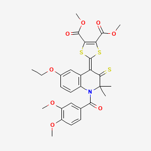 dimethyl 2-[1-(3,4-dimethoxybenzoyl)-6-ethoxy-2,2-dimethyl-3-thioxo-2,3-dihydro-4(1H)-quinolinylidene]-1,3-dithiole-4,5-dicarboxylate