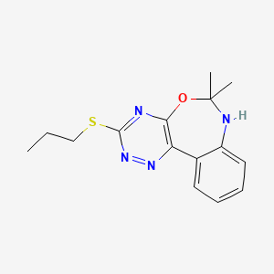 molecular formula C15H18N4OS B5127557 6,6-dimethyl-3-(propylthio)-6,7-dihydro[1,2,4]triazino[5,6-d][3,1]benzoxazepine 