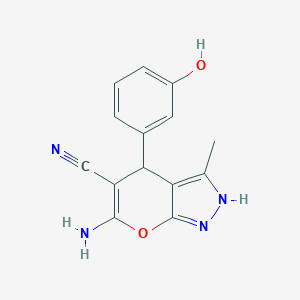 molecular formula C14H12N4O2 B512756 6-Amino-4-(3-hydroxyphenyl)-3-methyl-1,4-dihydropyrano[2,3-c]pyrazole-5-carbonitrile CAS No. 89607-42-1