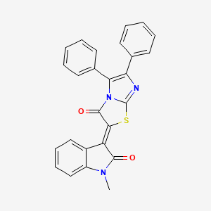 molecular formula C26H17N3O2S B5127598 1-methyl-3-(3-oxo-5,6-diphenylimidazo[2,1-b][1,3]thiazol-2(3H)-ylidene)-1,3-dihydro-2H-indol-2-one 