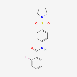 molecular formula C17H17FN2O3S B5127605 2-fluoro-N-[4-(1-pyrrolidinylsulfonyl)phenyl]benzamide 