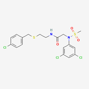 molecular formula C18H19Cl3N2O3S2 B5127696 N~1~-{2-[(4-chlorobenzyl)thio]ethyl}-N~2~-(3,5-dichlorophenyl)-N~2~-(methylsulfonyl)glycinamide 