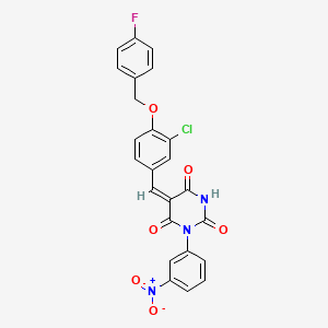 5-{3-chloro-4-[(4-fluorobenzyl)oxy]benzylidene}-1-(3-nitrophenyl)-2,4,6(1H,3H,5H)-pyrimidinetrione