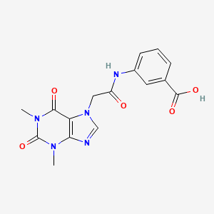 molecular formula C16H15N5O5 B5127762 3-{[(1,3-dimethyl-2,6-dioxo-1,2,3,6-tetrahydro-7H-purin-7-yl)acetyl]amino}benzoic acid 