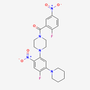 molecular formula C22H23F2N5O5 B5127781 1-(2-fluoro-5-nitrobenzoyl)-4-[4-fluoro-2-nitro-5-(1-piperidinyl)phenyl]piperazine 