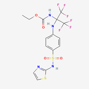 molecular formula C15H14F6N4O4S2 B5127802 ethyl [2,2,2-trifluoro-1-({4-[(1,3-thiazol-2-ylamino)sulfonyl]phenyl}amino)-1-(trifluoromethyl)ethyl]carbamate 