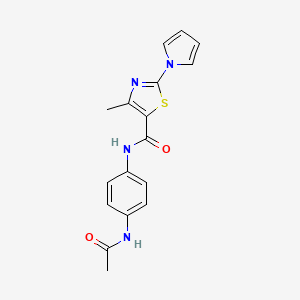 molecular formula C17H16N4O2S B5127883 N-[4-(acetylamino)phenyl]-4-methyl-2-(1H-pyrrol-1-yl)-1,3-thiazole-5-carboxamide 