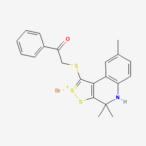4,4,8-trimethyl-1-[(2-oxo-2-phenylethyl)thio]-4,5-dihydro[1,2]dithiolo[3,4-c]quinolin-2-ium bromide