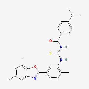 N-({[5-(5,7-dimethyl-1,3-benzoxazol-2-yl)-2-methylphenyl]amino}carbonothioyl)-4-isopropylbenzamide
