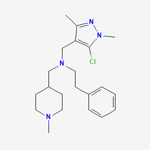 molecular formula C21H31ClN4 B5128244 N-[(5-chloro-1,3-dimethyl-1H-pyrazol-4-yl)methyl]-N-[(1-methyl-4-piperidinyl)methyl]-2-phenylethanamine 